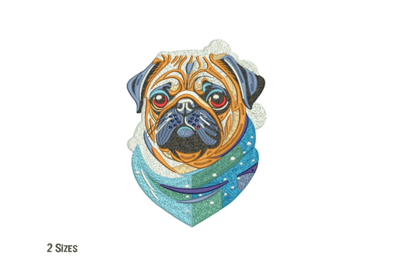 Review: Adorable Winter Pug Dog Embroidery