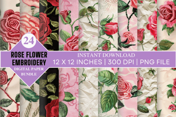 Review: Rose Flower Embroidery Digital Paper for Craft Fairs