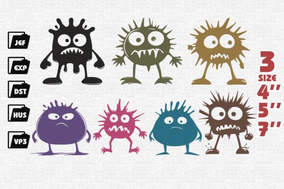 Review: Set of 7 Funny Monsters for Boutique Sweatshirts