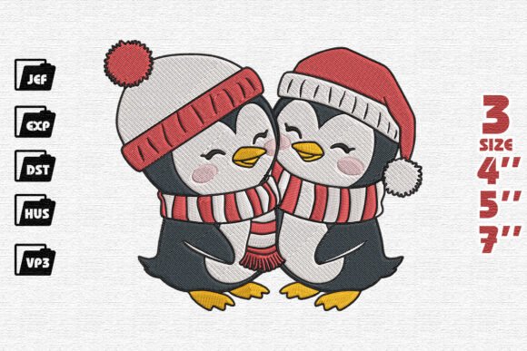 Reviewing the Couple Penguin Christmas Embroidery Design